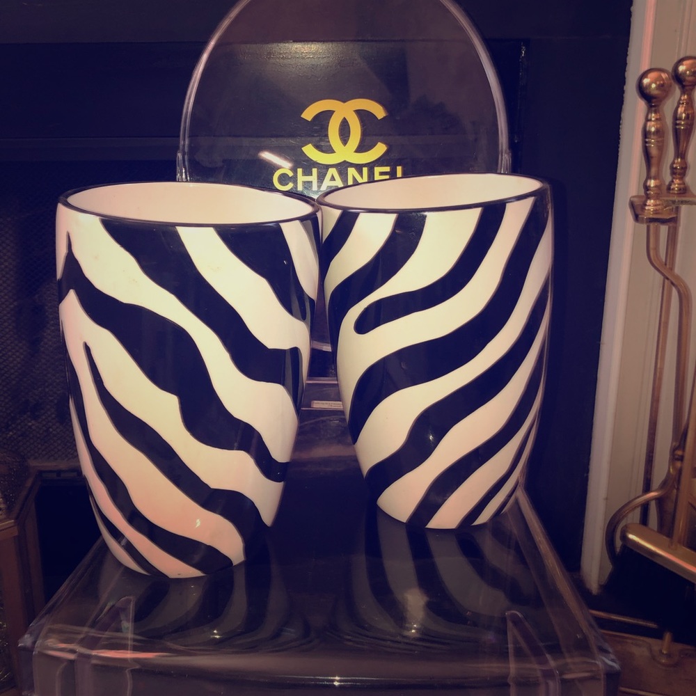 Black and white (zebra print) vase